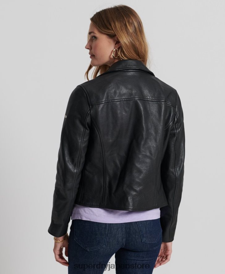 レザーバイカージャケット 女性 Superdry 衣類 黒 2J62PZ3844