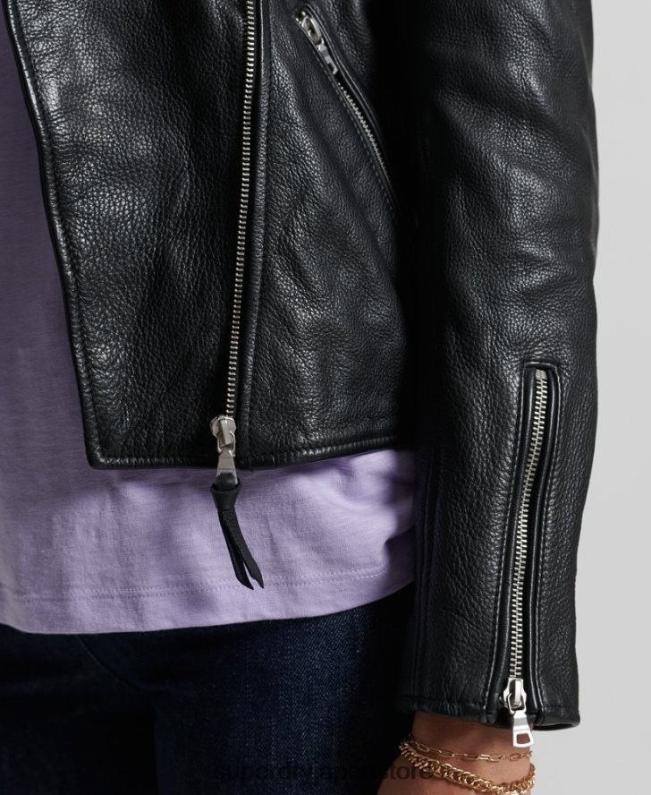 レザーバイカージャケット 女性 Superdry 衣類 黒 2J62PZ3844
