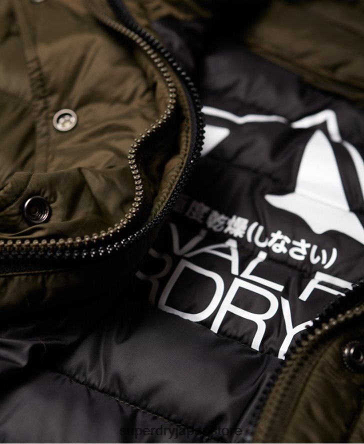 フジ スリム ダブルジップ フード付きジャケット 女性 Superdry 衣類 カーキ 2J62PZ3845