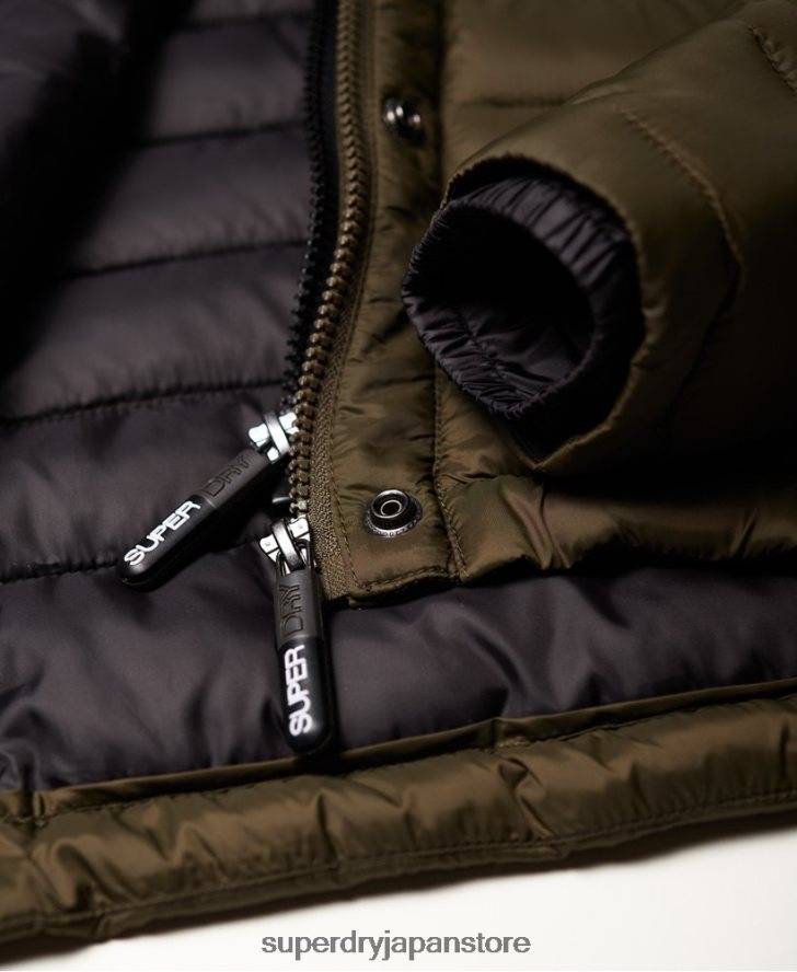 フジ スリム ダブルジップ フード付きジャケット 女性 Superdry 衣類 カーキ 2J62PZ3845