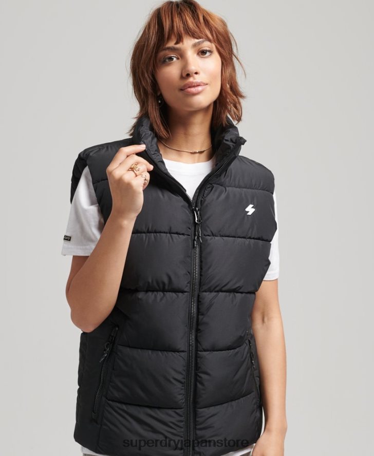 スポーツパファーオーバーサイズジレ 女性 Superdry 衣類 黒 2J62PZ3851