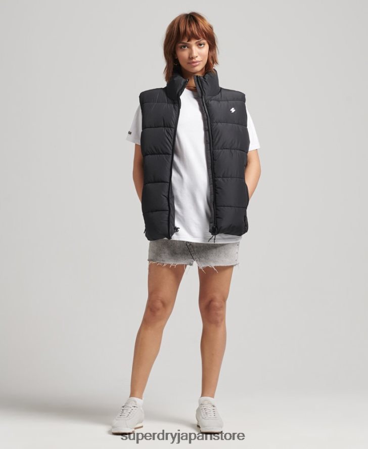 スポーツパファーオーバーサイズジレ 女性 Superdry 衣類 黒 2J62PZ3851