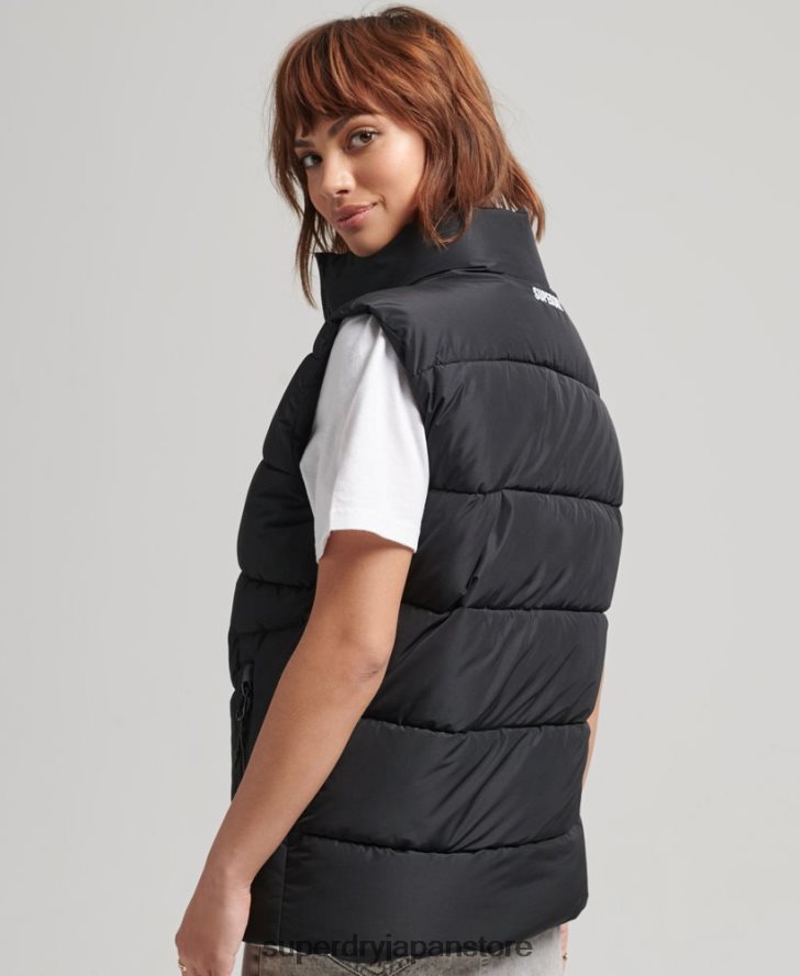 スポーツパファーオーバーサイズジレ 女性 Superdry 衣類 黒 2J62PZ3851