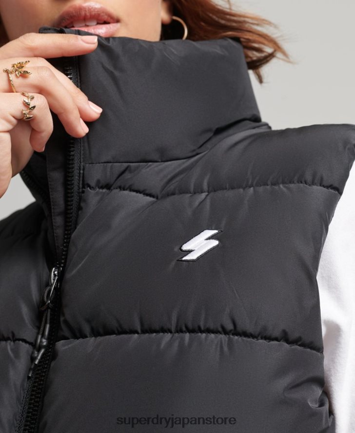 スポーツパファーオーバーサイズジレ 女性 Superdry 衣類 黒 2J62PZ3851