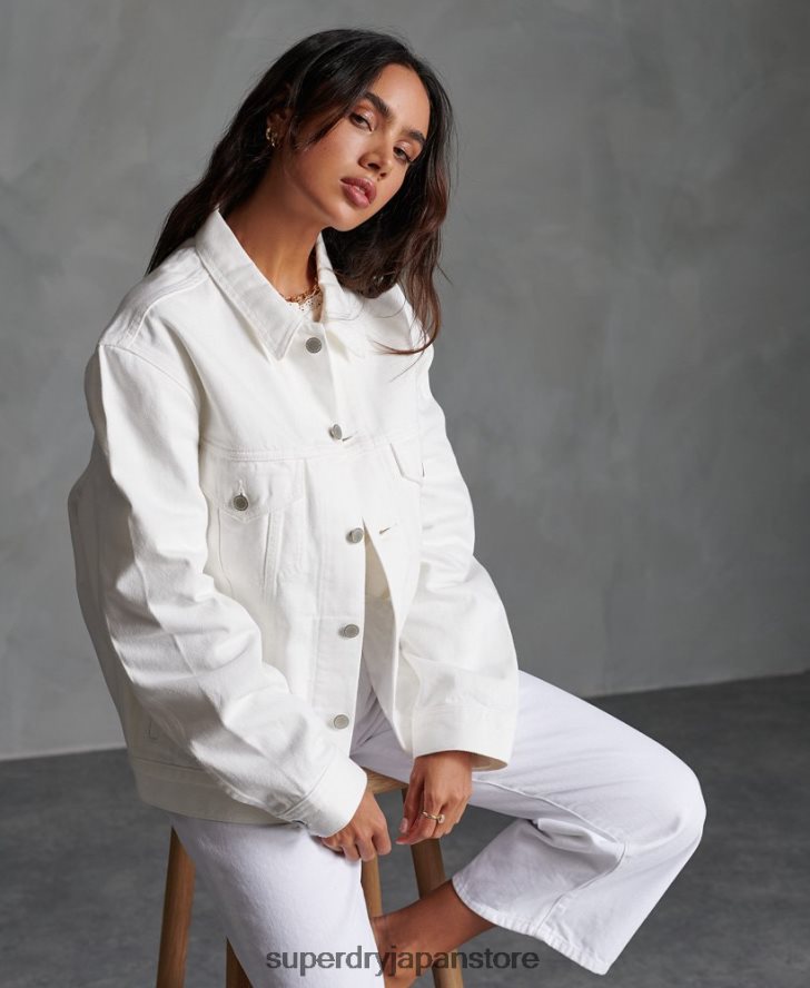 ボーイフレンドトラッカージャケット 女性 Superdry 衣類 白 2J62PZ3854