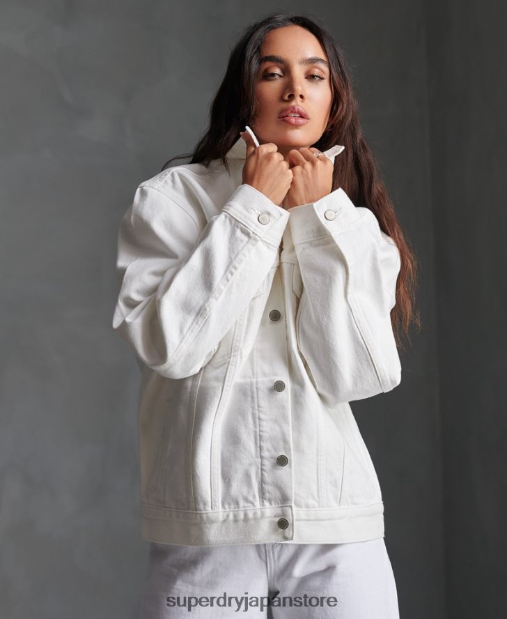 ボーイフレンドトラッカージャケット 女性 Superdry 衣類 白 2J62PZ3854