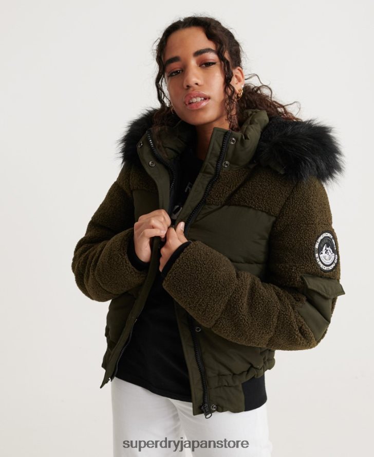 エラ シェルパ ボンバー ジャケット 女性 Superdry 衣類 カーキ 2J62PZ3855