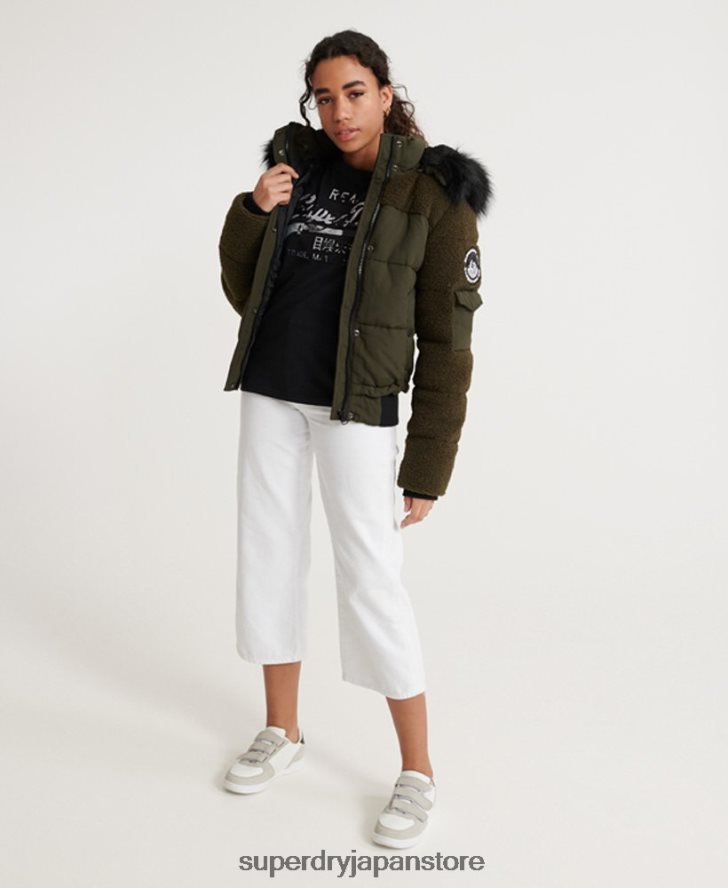 エラ シェルパ ボンバー ジャケット 女性 Superdry 衣類 カーキ 2J62PZ3855