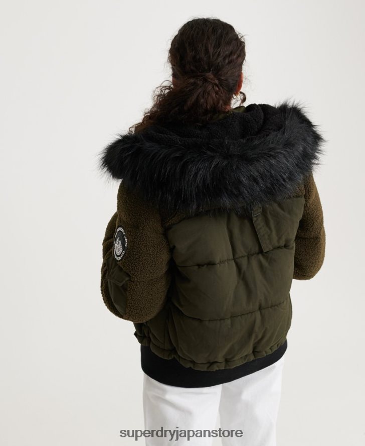 エラ シェルパ ボンバー ジャケット 女性 Superdry 衣類 カーキ 2J62PZ3855