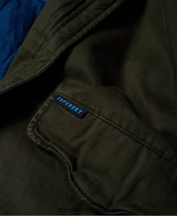 ホークカラーのフェイクファーパーカージャケット 女性 Superdry 衣類 カーキ 2J62PZ3862