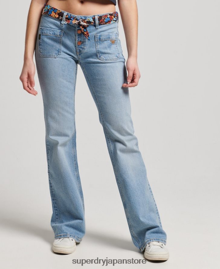オーガニックコットン ヴィンテージ ローライズ スリム フレア ジーンズ 女性 Superdry 衣類 青 2J62PZ3863