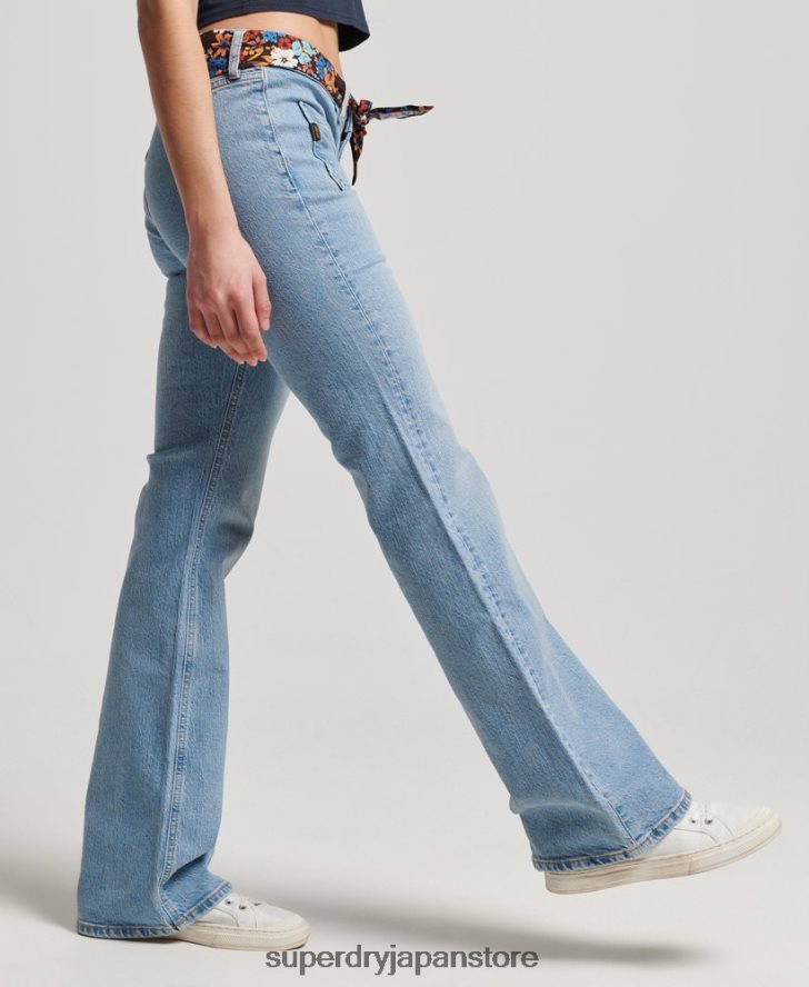 オーガニックコットン ヴィンテージ ローライズ スリム フレア ジーンズ 女性 Superdry 衣類 青 2J62PZ3863