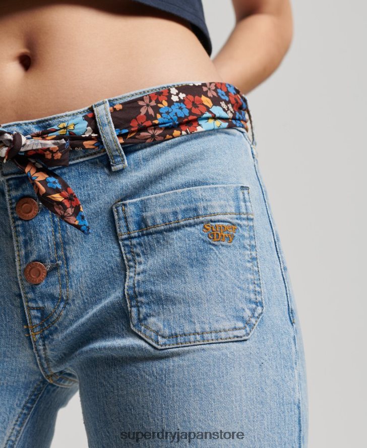 オーガニックコットン ヴィンテージ ローライズ スリム フレア ジーンズ 女性 Superdry 衣類 青 2J62PZ3863