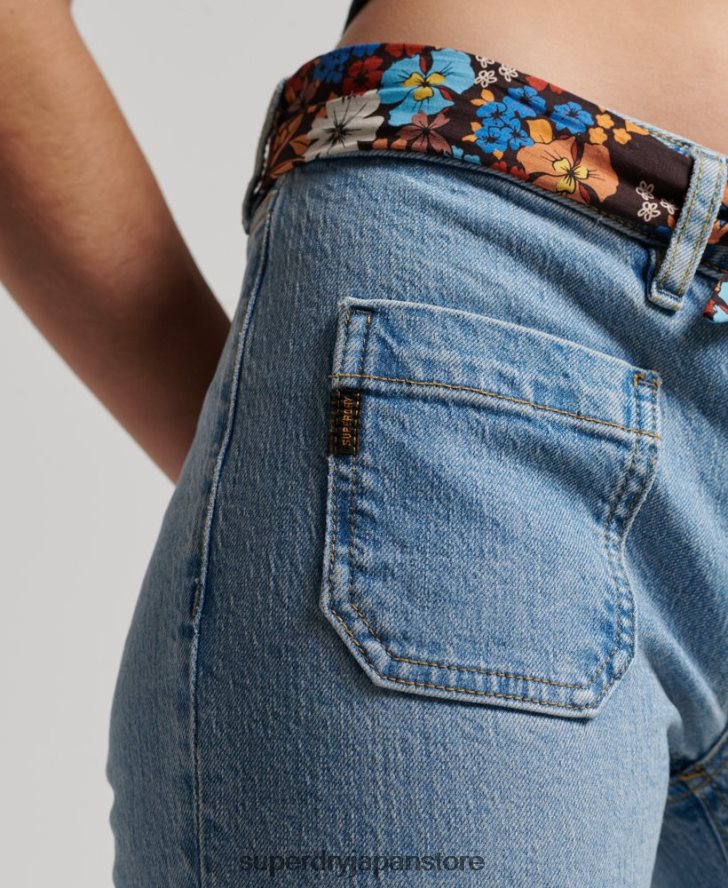 オーガニックコットン ヴィンテージ ローライズ スリム フレア ジーンズ 女性 Superdry 衣類 青 2J62PZ3863