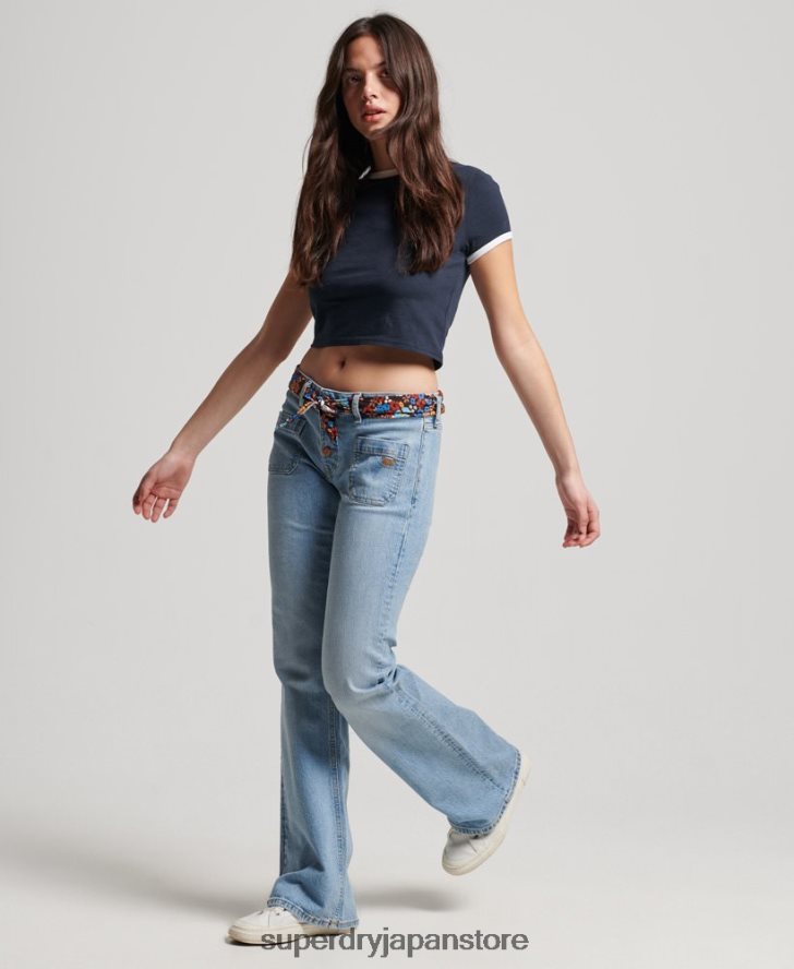 オーガニックコットン ヴィンテージ ローライズ スリム フレア ジーンズ 女性 Superdry 衣類 青 2J62PZ3863
