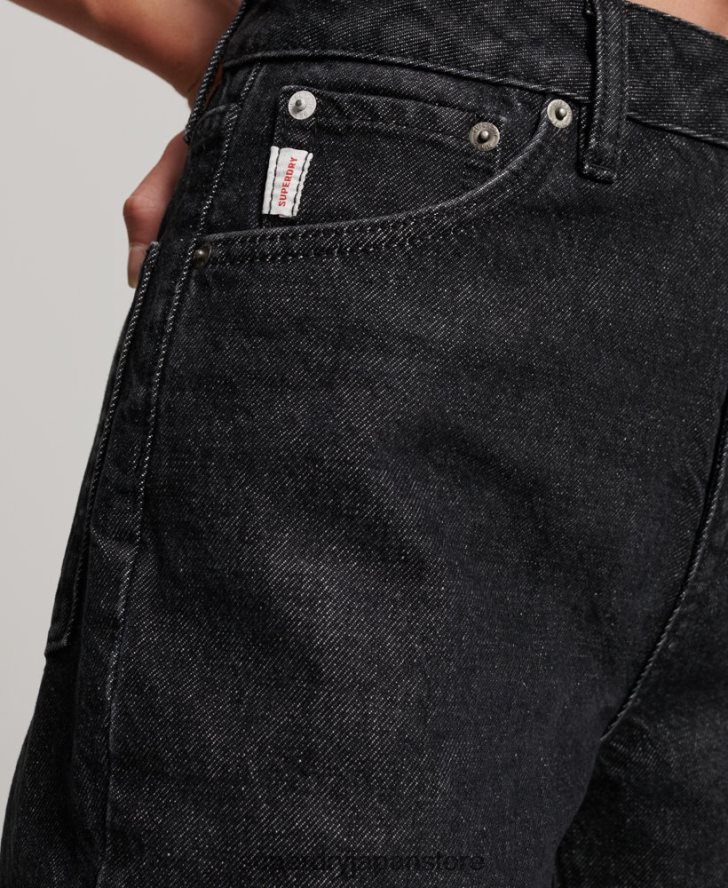 オーガニックコットン ハイライズ ストレート ジーンズ 女性 Superdry 衣類 黒 2J62PZ3864