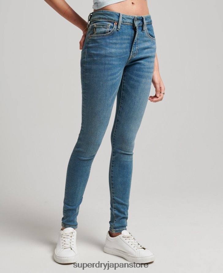 オーガニックコットン ヴィンテージ ミッドライズ スキニー ジーンズ 女性 Superdry 衣類 青 2J62PZ3865