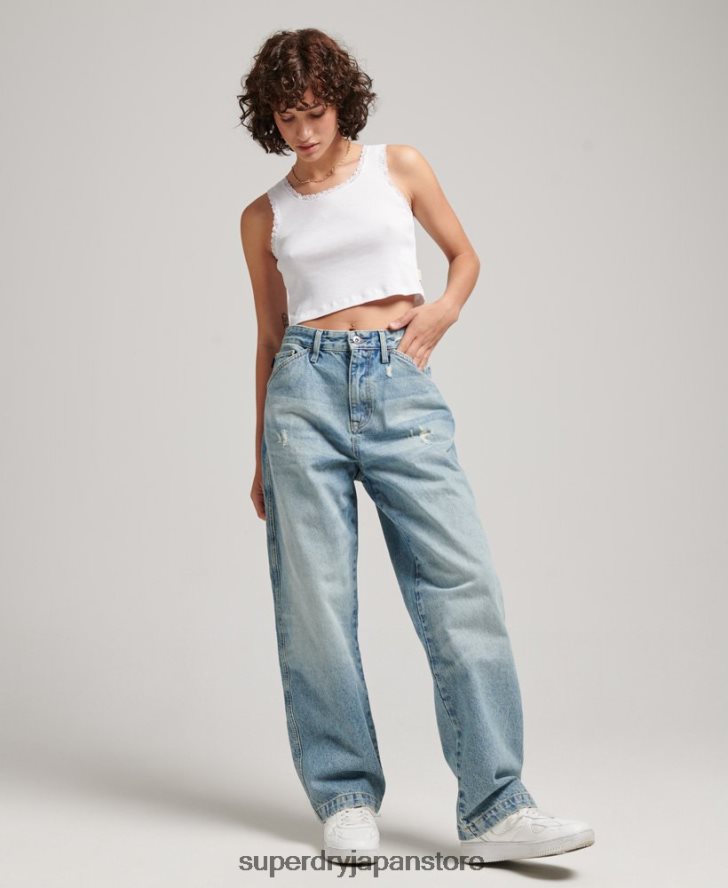 オーガニックコットン ヴィンテージ カーペンター ジーンズ 女性 Superdry 衣類 ライトブルー 2J62PZ3866