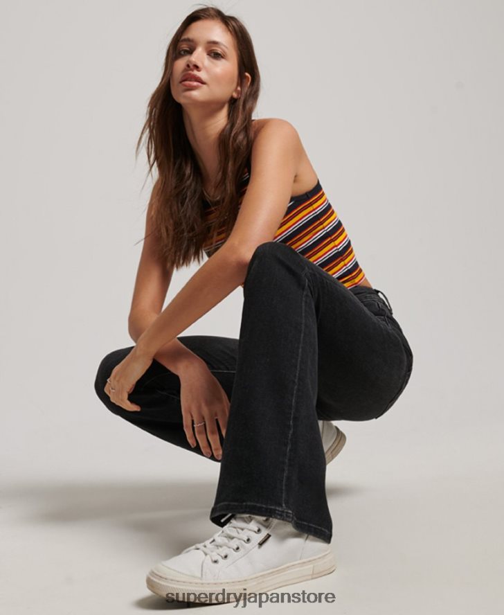 オーガニックコットン ハイウエスト スキニー フレア ジーンズ 女性 Superdry 衣類 濃い灰色 2J62PZ3867