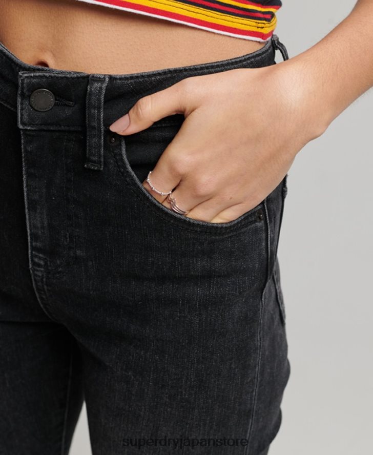 オーガニックコットン ハイウエスト スキニー フレア ジーンズ 女性 Superdry 衣類 濃い灰色 2J62PZ3867