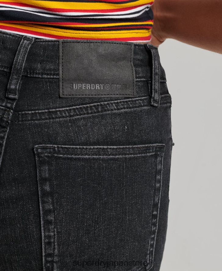 オーガニックコットン ハイウエスト スキニー フレア ジーンズ 女性 Superdry 衣類 濃い灰色 2J62PZ3867