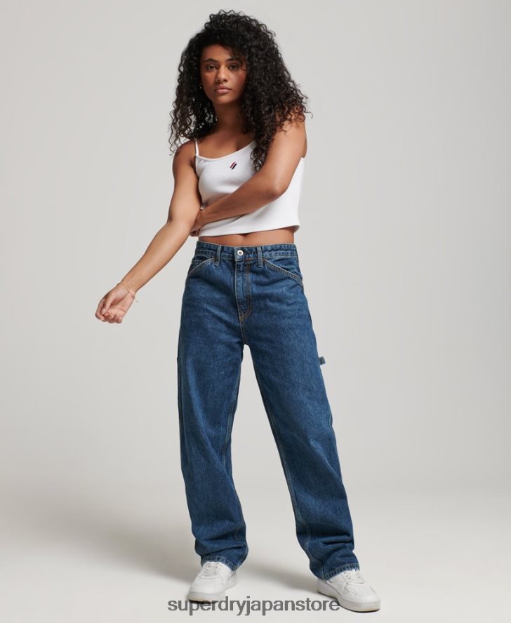 オーガニックコットン ヴィンテージ カーペンター ジーンズ 女性 Superdry 衣類 濃紺 2J62PZ3868