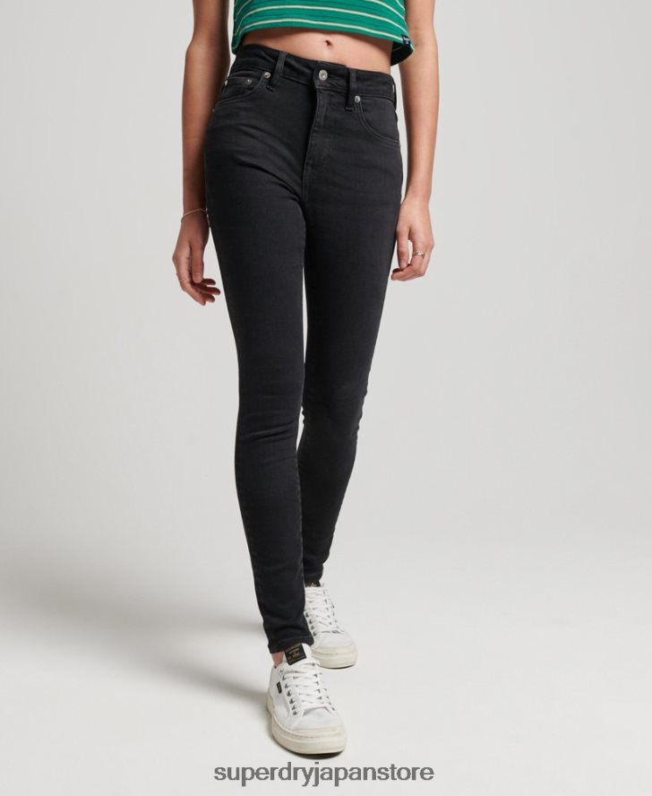 オーガニックコットン ハイライズ スキニーデニム ジーンズ 女性 Superdry 衣類 黒 2J62PZ3870