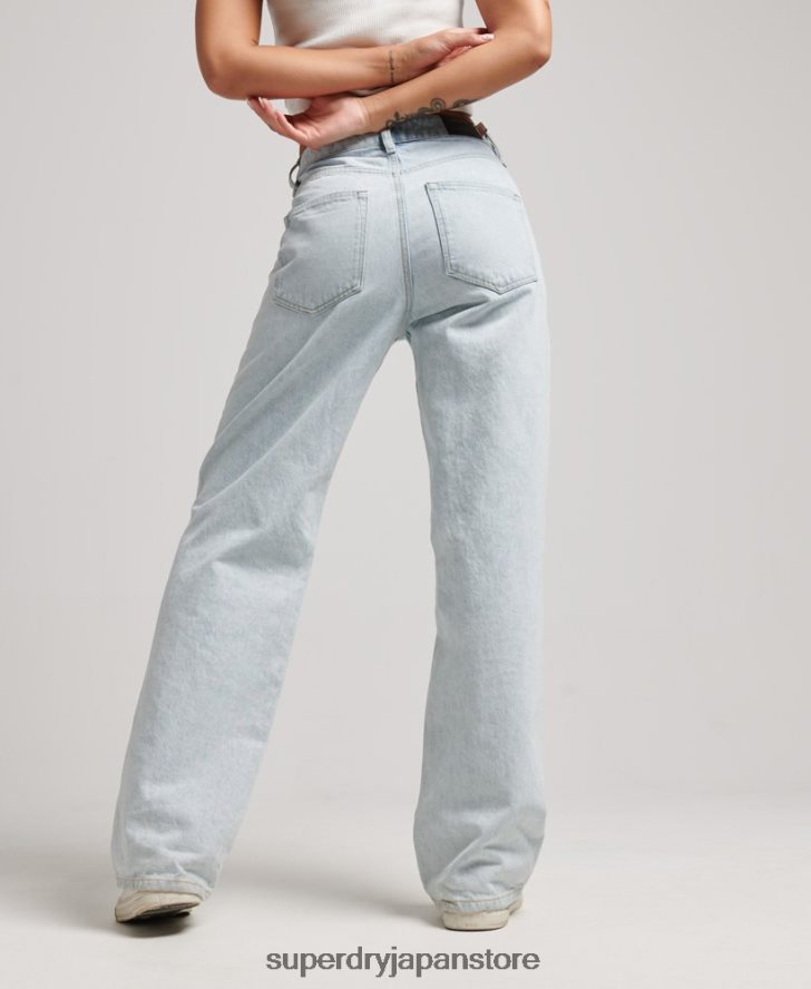 オーガニックコットン ワイドレッグジーンズ 女性 Superdry 衣類 ライトブルー 2J62PZ3871