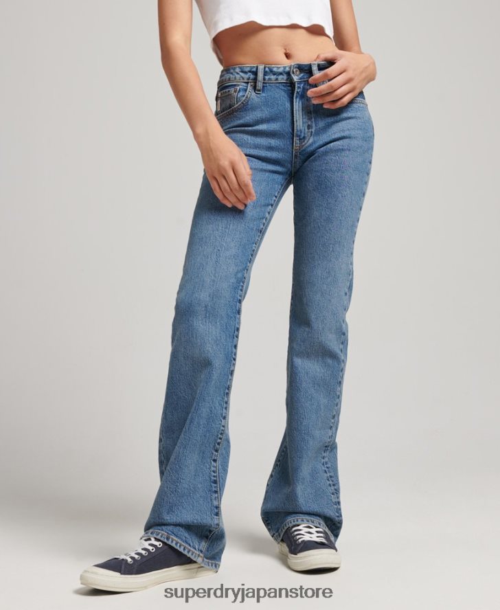 オーガニックコットン ミッドライズ スリム フレア ジーンズ 女性 Superdry 衣類 濃紺 2J62PZ3872
