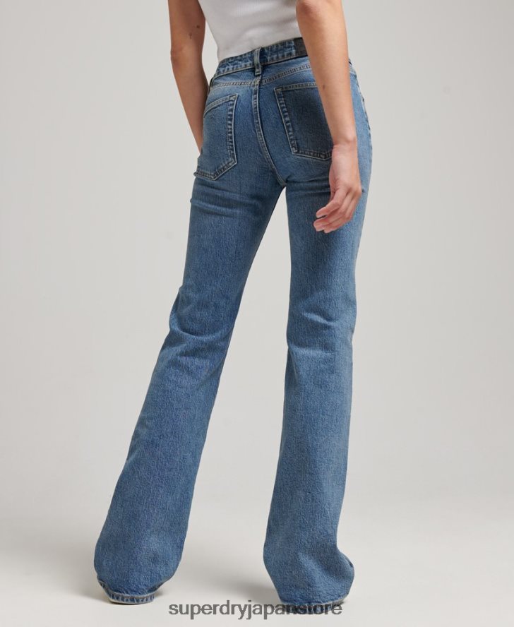 オーガニックコットン ミッドライズ スリム フレア ジーンズ 女性 Superdry 衣類 濃紺 2J62PZ3872