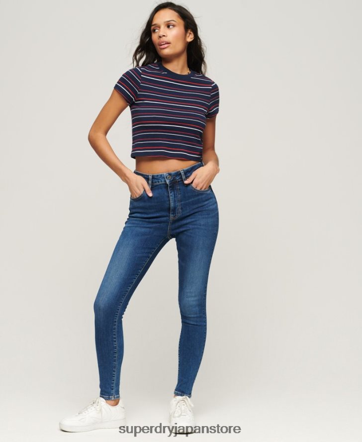 オーガニックコットン ハイライズ スキニーデニム ジーンズ 女性 Superdry 衣類 濃紺 2J62PZ3873
