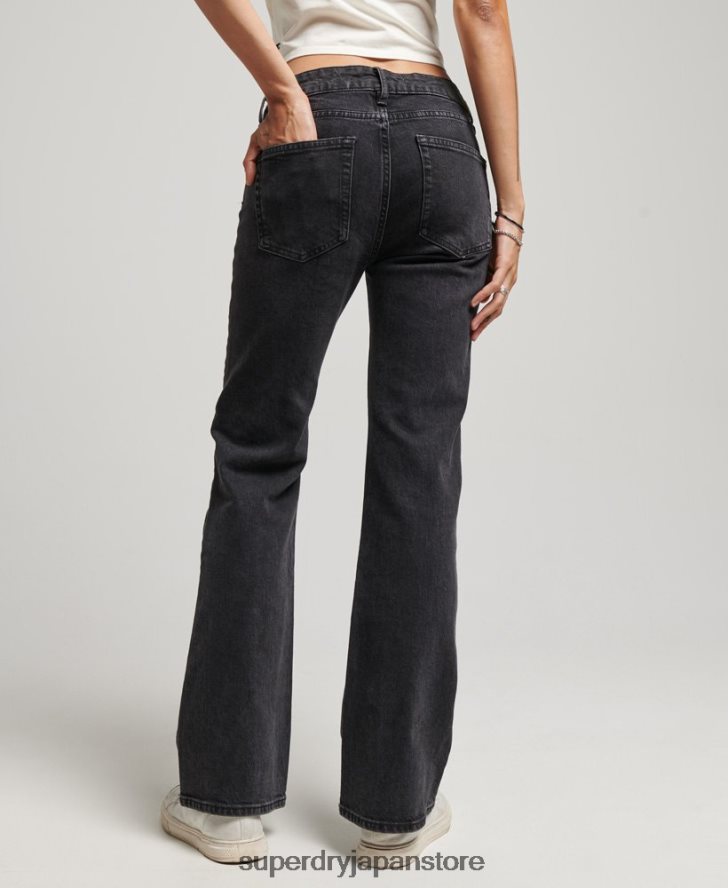 オーガニックコットン ミッドライズ スリム フレア ジーンズ 女性 Superdry 衣類 黒 2J62PZ3876
