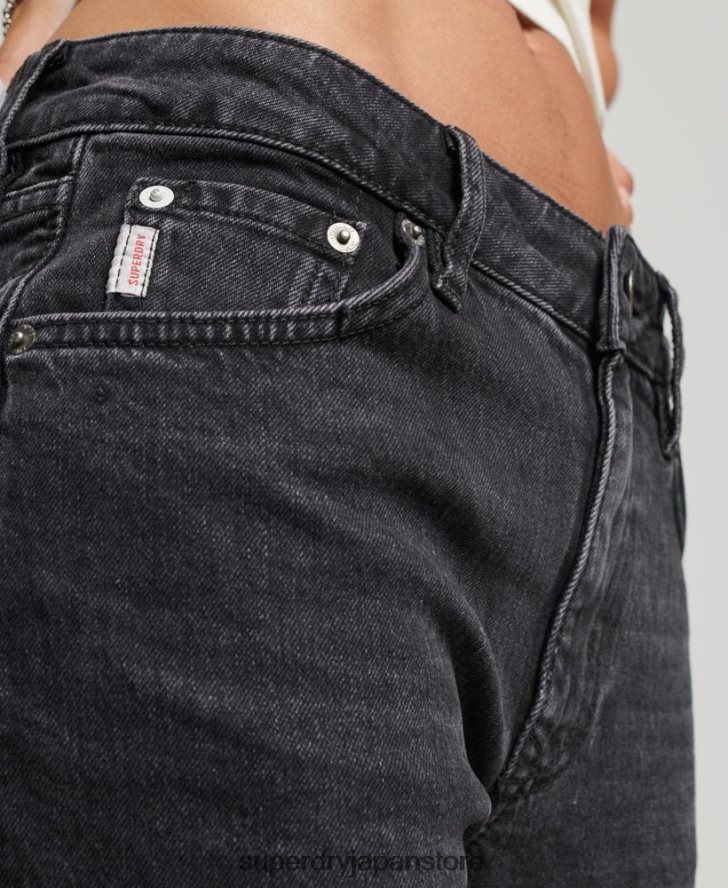 オーガニックコットン ミッドライズ スリム フレア ジーンズ 女性 Superdry 衣類 黒 2J62PZ3876