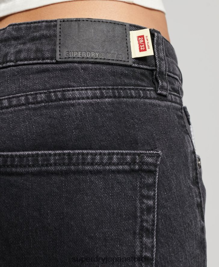 オーガニックコットン ミッドライズ スリム フレア ジーンズ 女性 Superdry 衣類 黒 2J62PZ3876