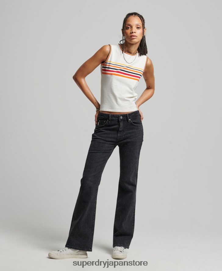 オーガニックコットン ミッドライズ スリム フレア ジーンズ 女性 Superdry 衣類 黒 2J62PZ3876