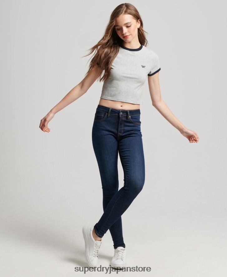 オーガニックコットン ヴィンテージ ミッドライズ スキニー ジーンズ 女性 Superdry 衣類 濃紺 2J62PZ3877