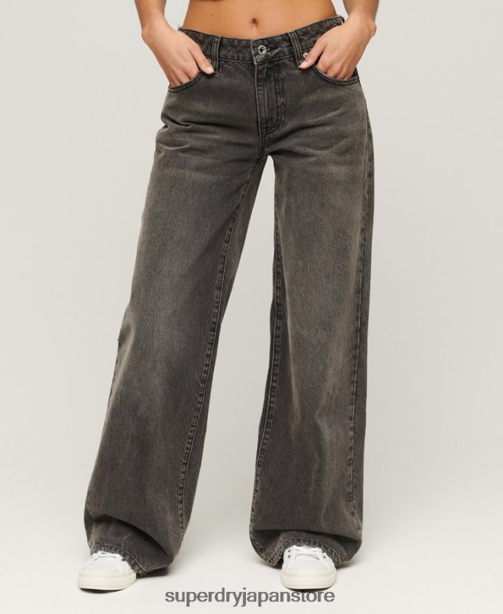 オーガニックコットン ワイドレッグジーンズ 女性 Superdry 衣類 グレー 2J62PZ3879