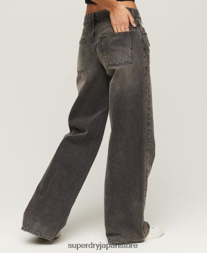 オーガニックコットン ワイドレッグジーンズ 女性 Superdry 衣類 グレー 2J62PZ3879
