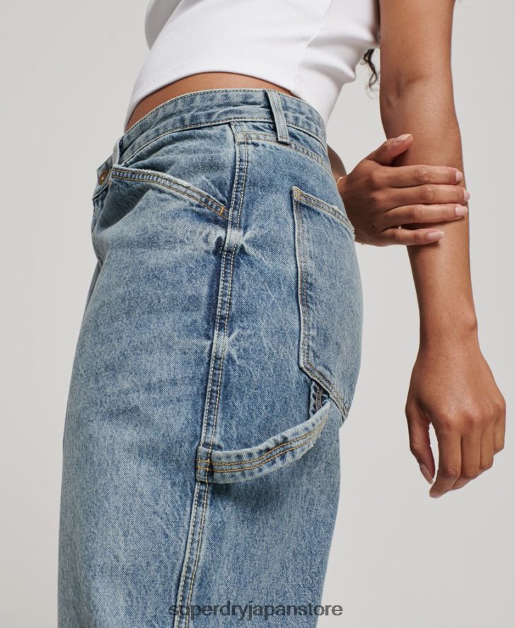 オーガニックコットン ヴィンテージ カーペンター ジーンズ 女性 Superdry 衣類 ライトブルー 2J62PZ3881