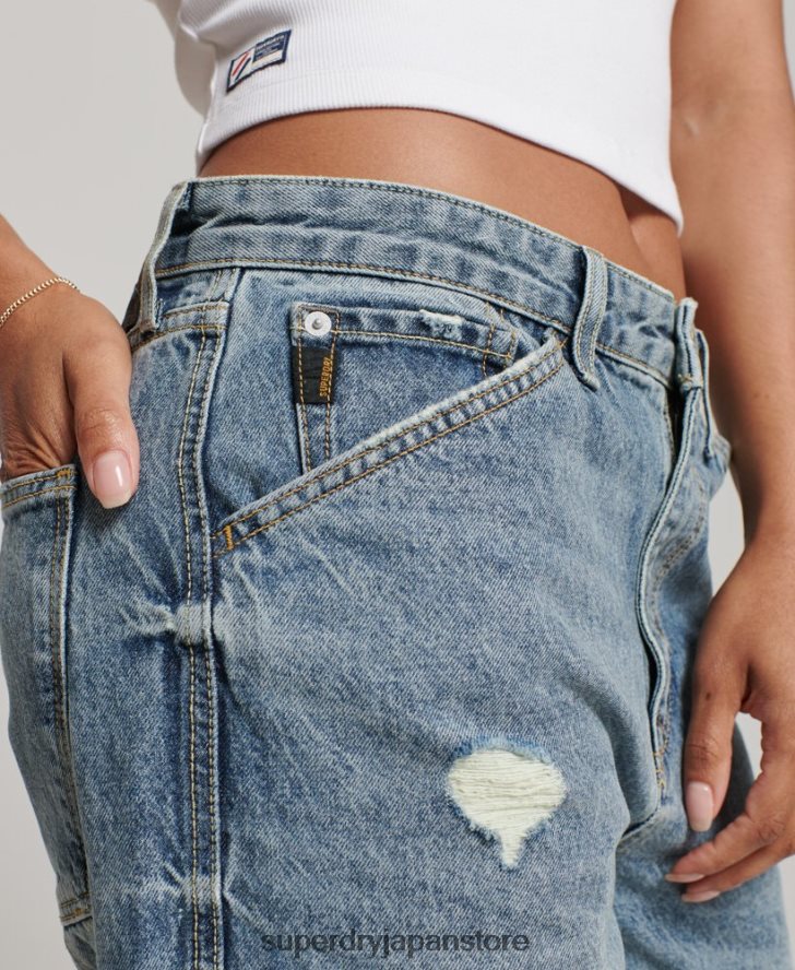 オーガニックコットン ヴィンテージ カーペンター ジーンズ 女性 Superdry 衣類 ライトブルー 2J62PZ3881