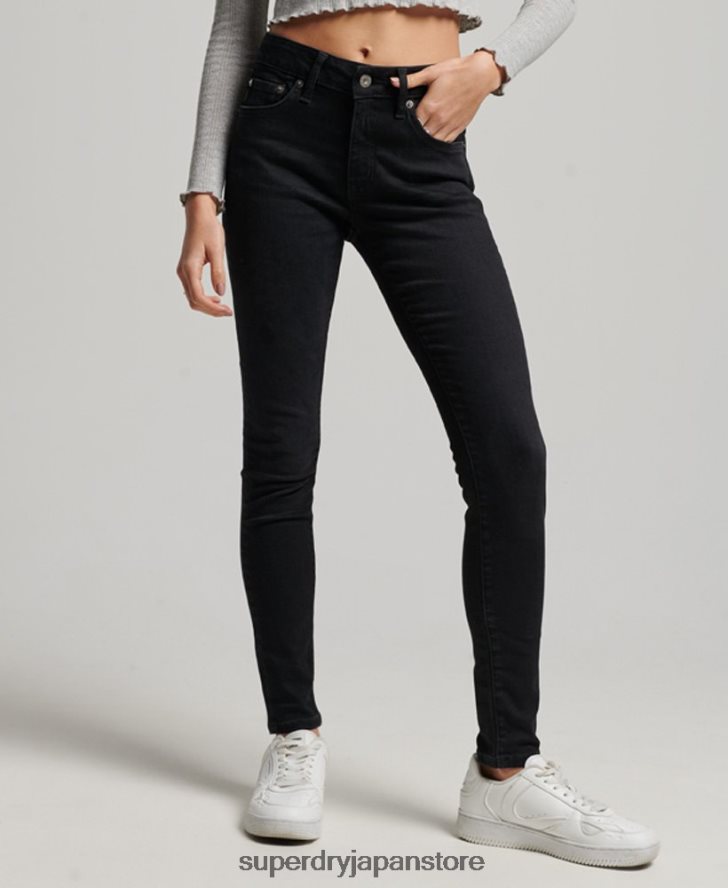 オーガニックコットン ヴィンテージ ミッドライズ スキニー ジーンズ 女性 Superdry 衣類 黒 2J62PZ3882
