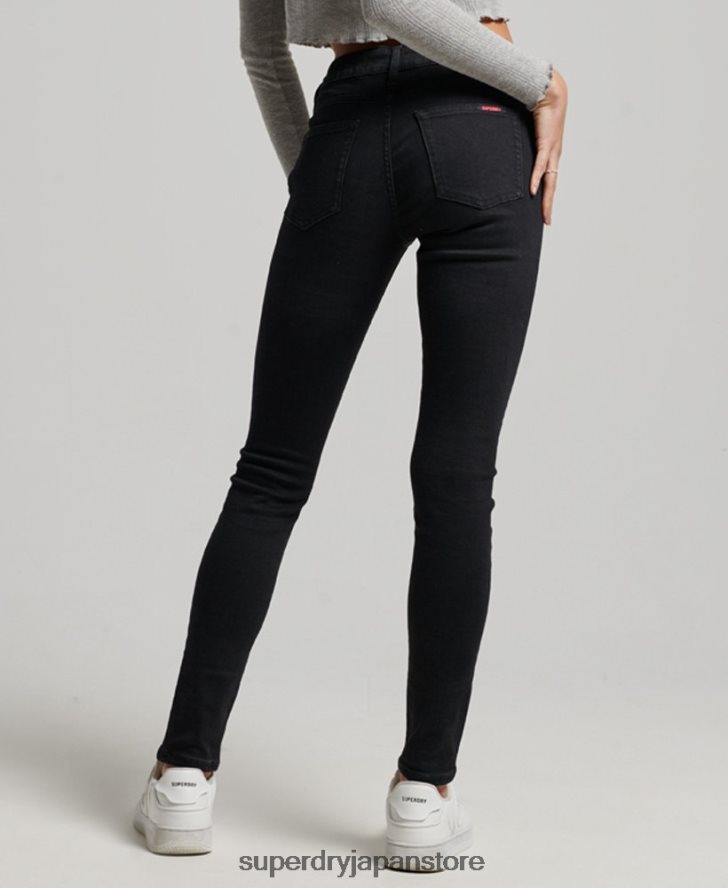 オーガニックコットン ヴィンテージ ミッドライズ スキニー ジーンズ 女性 Superdry 衣類 黒 2J62PZ3882