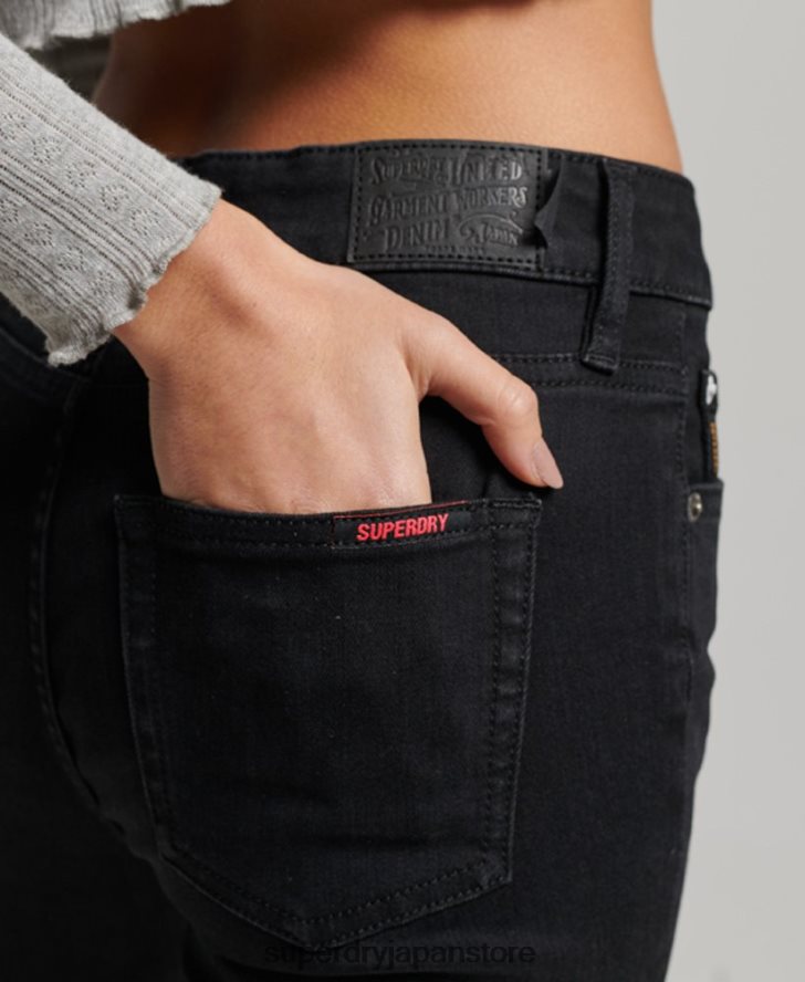 オーガニックコットン ヴィンテージ ミッドライズ スキニー ジーンズ 女性 Superdry 衣類 黒 2J62PZ3882