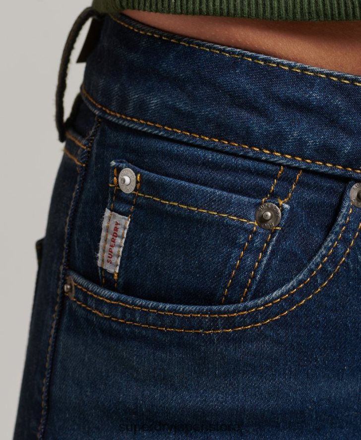 オーガニックコットン ミッドライズ スリム フレア ジーンズ 女性 Superdry 衣類 濃紺 2J62PZ3883