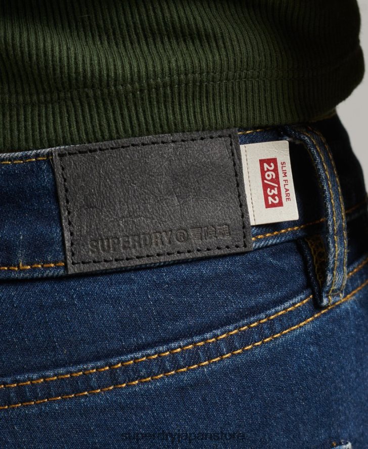 オーガニックコットン ミッドライズ スリム フレア ジーンズ 女性 Superdry 衣類 濃紺 2J62PZ3883