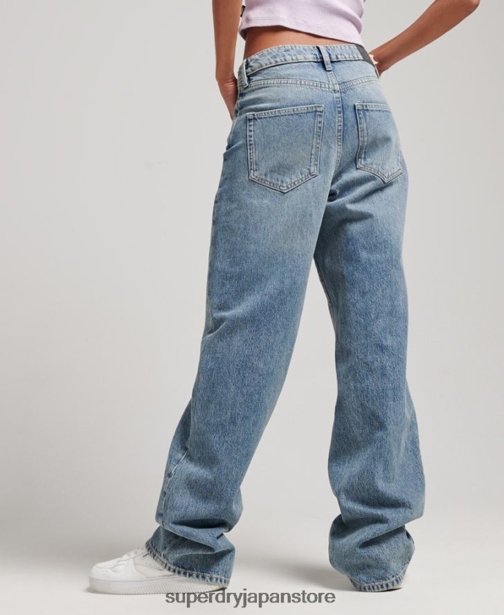 オーガニックコットン ワイドレッグジーンズ 女性 Superdry 衣類 ライトブルー 2J62PZ3884