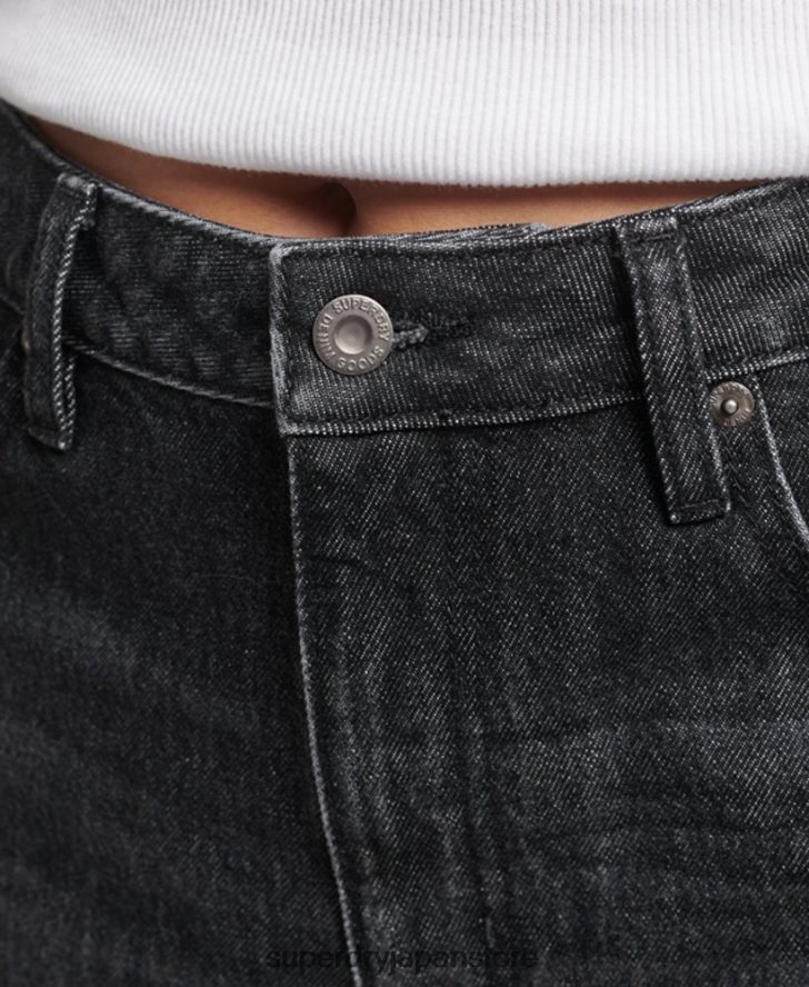 オーガニックコットン ワイドレッグジーンズ 女性 Superdry 衣類 黒 2J62PZ3886