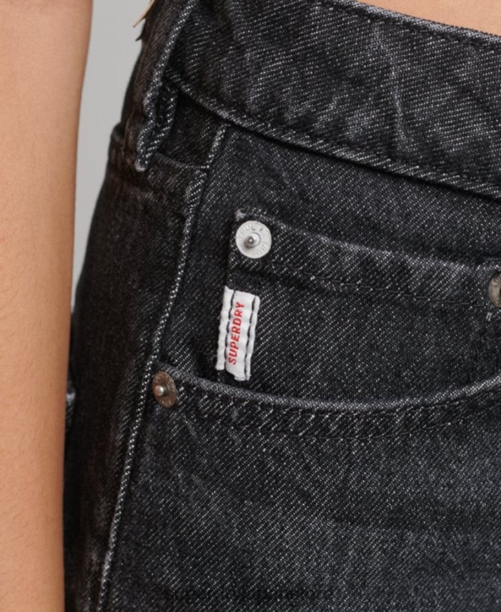 オーガニックコットン ワイドレッグジーンズ 女性 Superdry 衣類 黒 2J62PZ3886