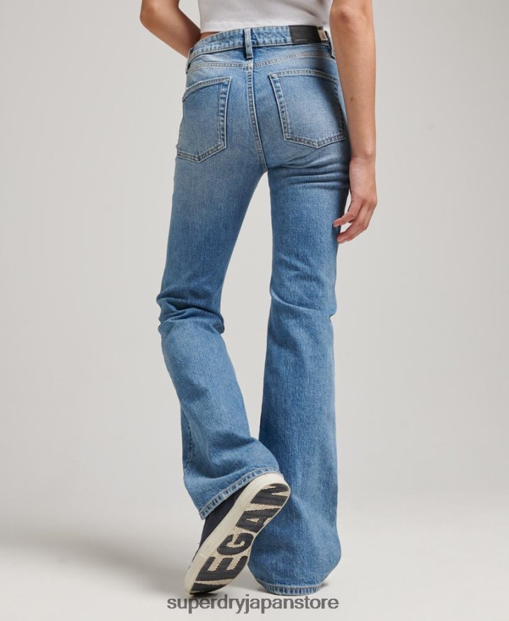 オーガニックコットン ミッドライズ スリム フレア ジーンズ 女性 Superdry 衣類 青 2J62PZ3887