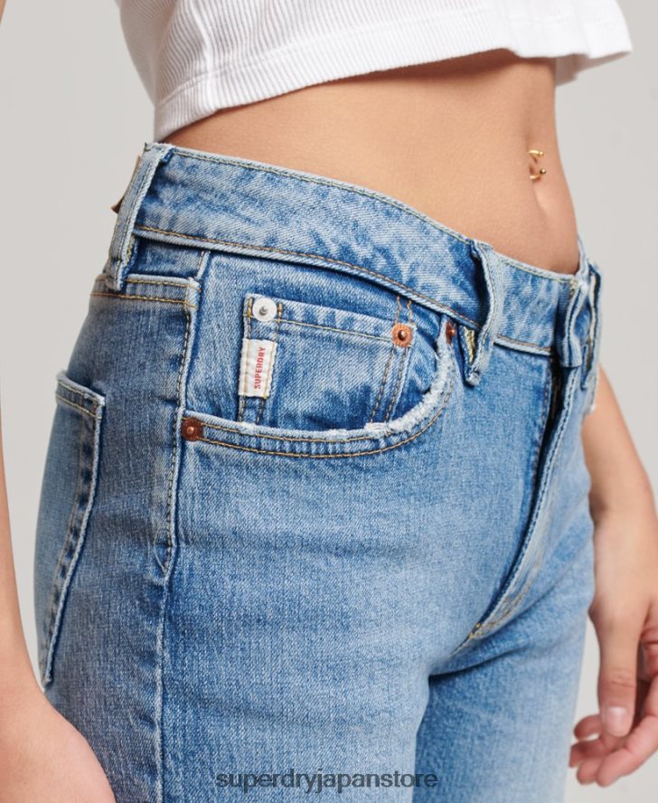 オーガニックコットン ミッドライズ スリム フレア ジーンズ 女性 Superdry 衣類 青 2J62PZ3887